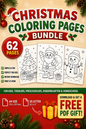 +60 Christmas coloring pages for small kids toddlers preschoolers kindergarten homeschool | instant download | print at home | Christmas coloring book